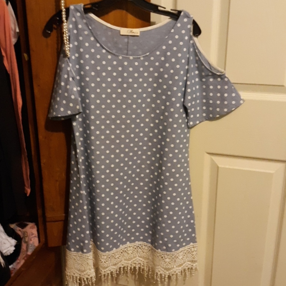 Blue polka dot dress